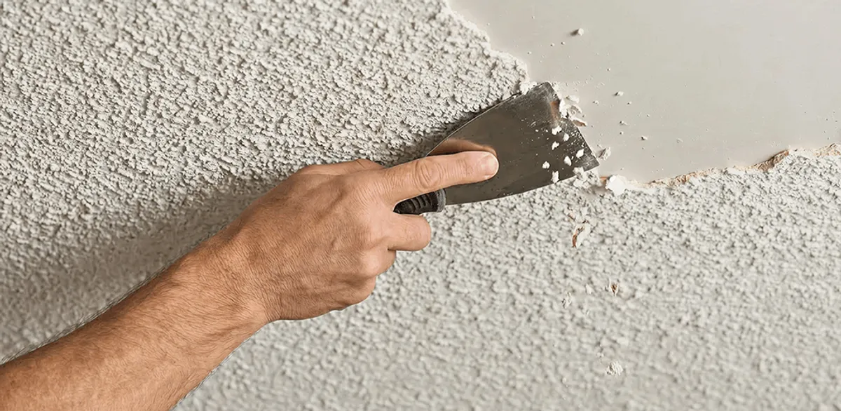 Popcorn ceiling removal scraping off textured ceiling finish in Portland, OR