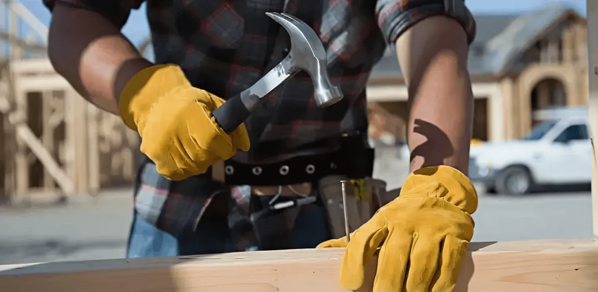 Handyman fixing wood trim with a hammer for home repairs in Portland, OR