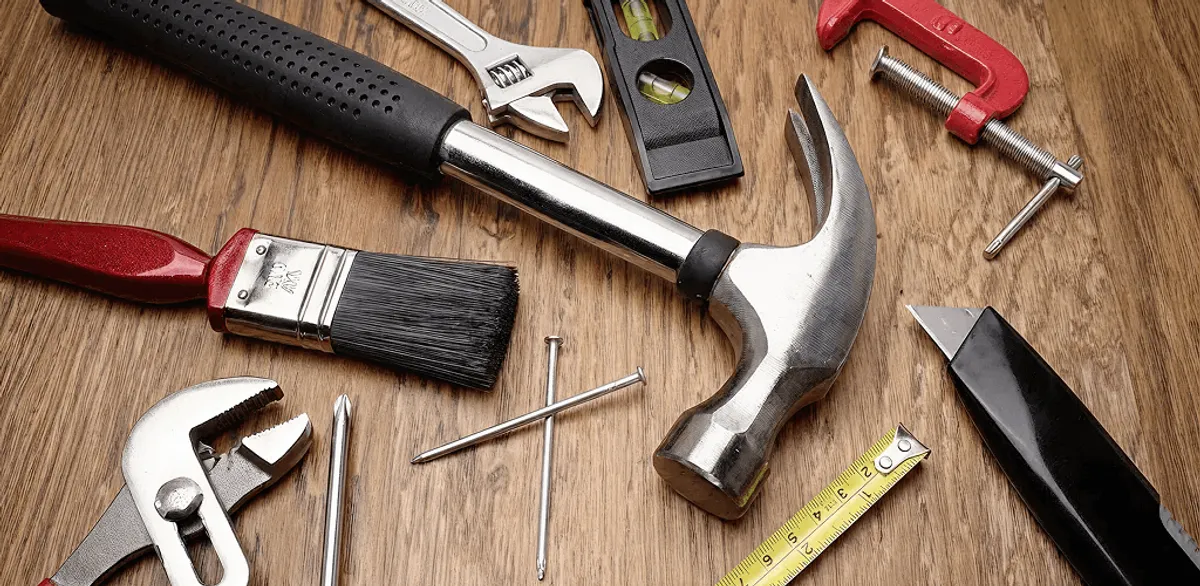 Handyman tools laid out for home repair and maintenance work in Portland, OR