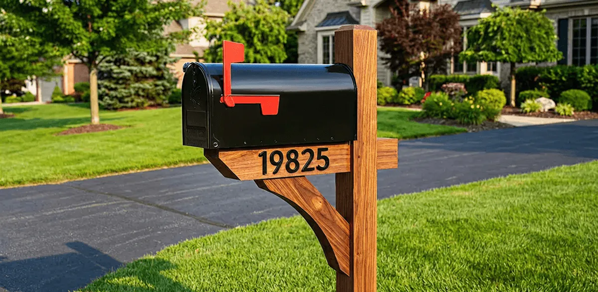 New mailbox installation with post and address number for a home in Portland, OR