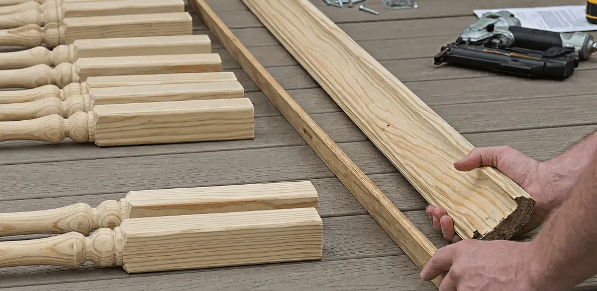 Handrail installation materials and wood components for stair rail work in Portland, OR